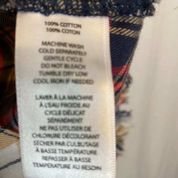 Beachlunchlounge Plaid Frayed Hem Cotton Button Down Sz XS - Picture 6 of 9